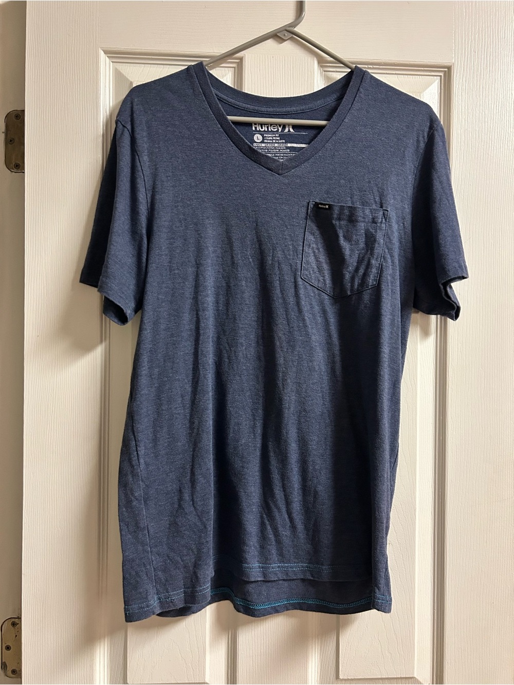 Hurley Men's Heather Navy V-Neck Pocket Tee, size L